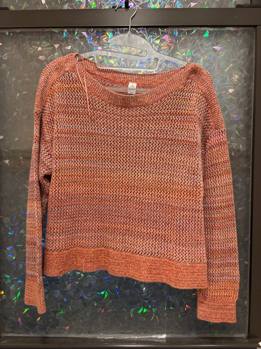 Old Navy Women's Open-Knit Crew Sweater in Terra Cotta
